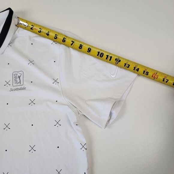 Nike Golf Polo Mens Large White Vapor Print Performance Dri Fit Short Sleeve - Picture 7 of 11